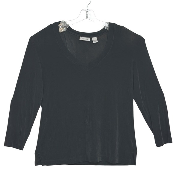 Chico's Tops - Chico's Travelers Top Women Black V-Neck 3/4 Sleeeve Capsule Wardrobe USA Made 2